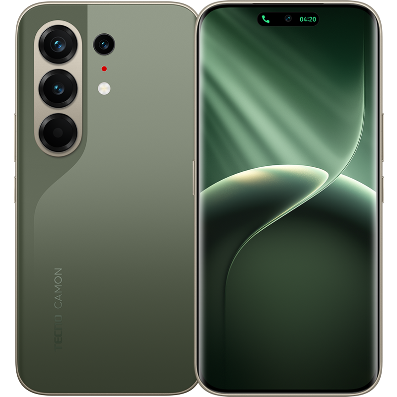 TECNO Camon 50 Pro Fir Green smartphone front and back product image