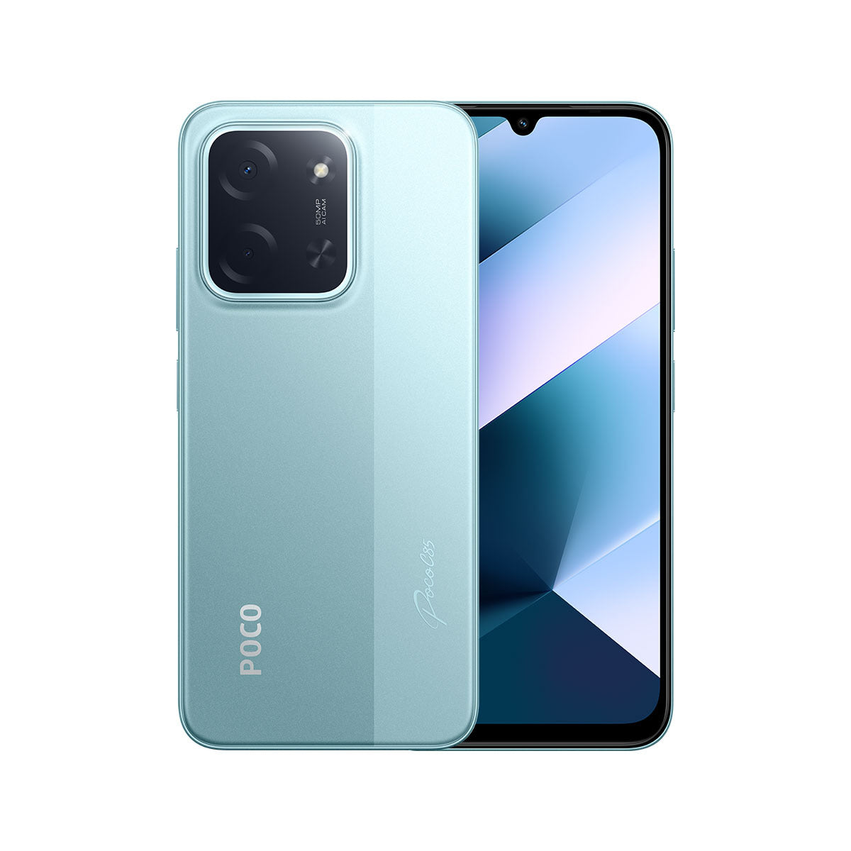 POCO C85 4G green front and rear product view